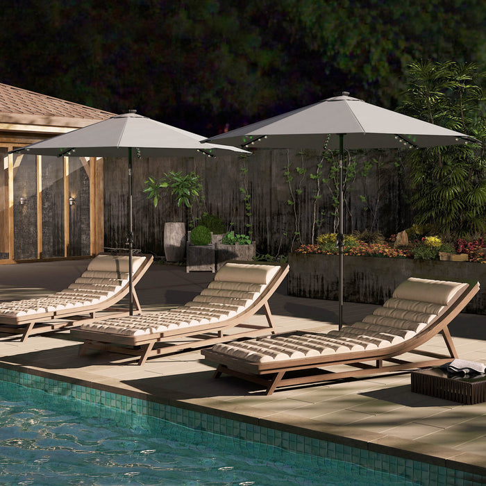 Parasol solaire Costway 10 FT avec 96 LED, inclinaison reglable a 35°, haut ventile, gris