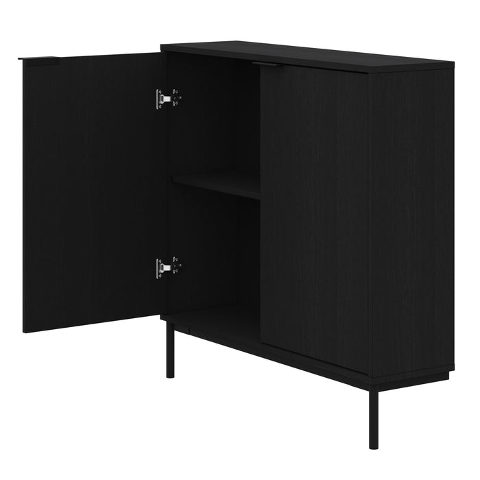 Armoire décorative de rangement mince Nordika à 2 portes - noire