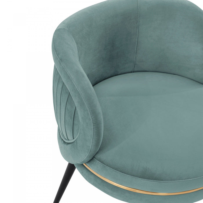 Chaise de salle a manger Kaya en bois moderne et velours vert menthe - Lot de 2