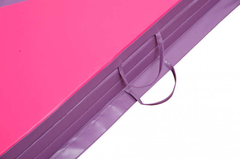 Soozier 4ftx10ftx2inch Tapis De Gymnastique En Cuir Pu, Pliable, Pour Exercices De Yoga, 4 Panneaux (rose/violet)