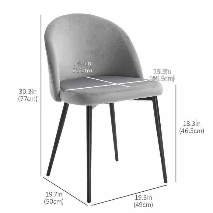 HOMCOM Chaises Salle a Manger 2p Veloute Dossier Moyen