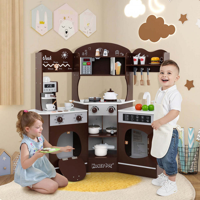 Honeyjoy Coin Cuisine Jeu Avec Machine A Cafe Four Micro-ondes Machine A Laver Marron
