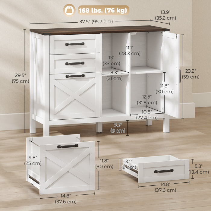 HOMCOM Classeur Lateral avec Tiroirs, Blanc