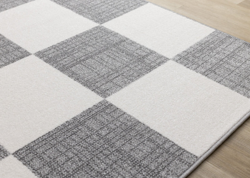 Tapis Covington a Carreaux Gris et Blanc, 6'7\" x 9'10\"