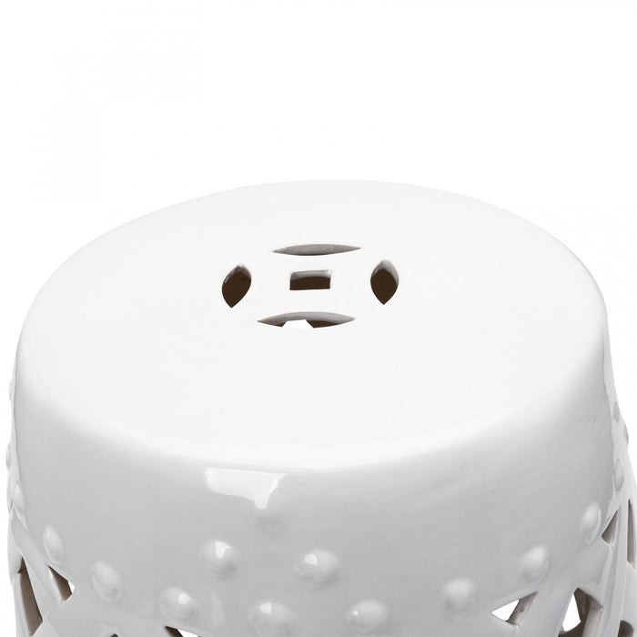 Outsunny Tabouret De Jardin Exterieur En Ceramique 13\" X 18\", Blanc