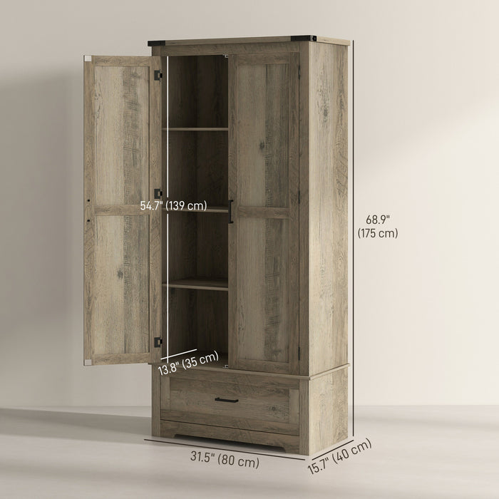 HOMCOM Armoire de rangement de cuisine avec etageres reglables, gris