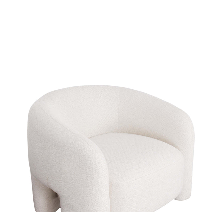 Fauteuil lounge Sylvia en tweed moderne et glamour ivoire - Lot de 2
