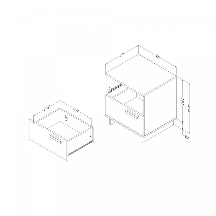 Table de nuit Cavalleri à 2 tiroirs - érable cendré