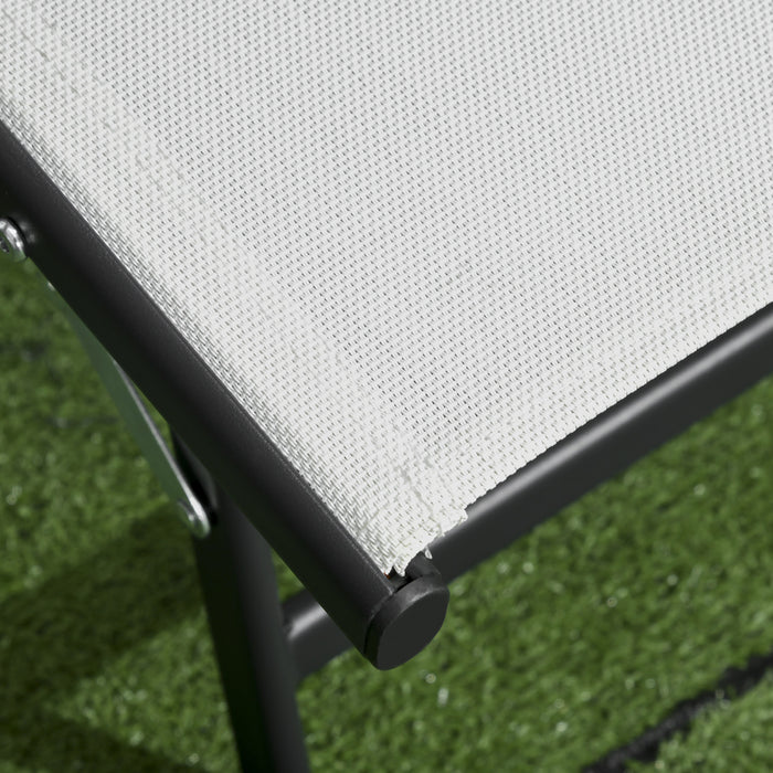 Outsunny Lot De 2 Chaise Longue, Chaises De Piscine Avec Deux Roues, Creme