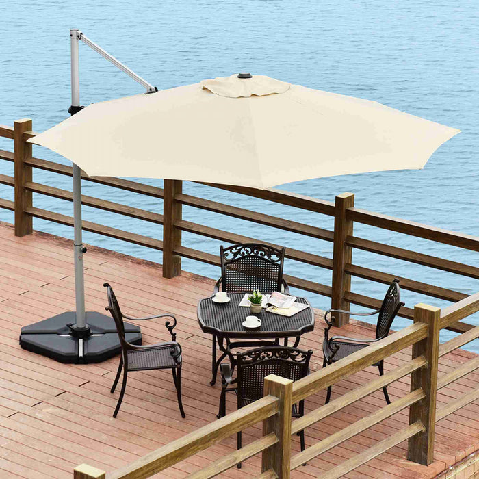 Costway Parasol deporte pour patio de 11 pieds, rotation a 360 degres, inclinaison en aluminium, beige