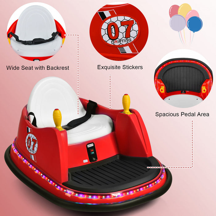 Costway 12v Vehicule 360¡a Spin Race Toy Kids Ride Sur La Voiture Pare-chocs W / Telecommande Rouge