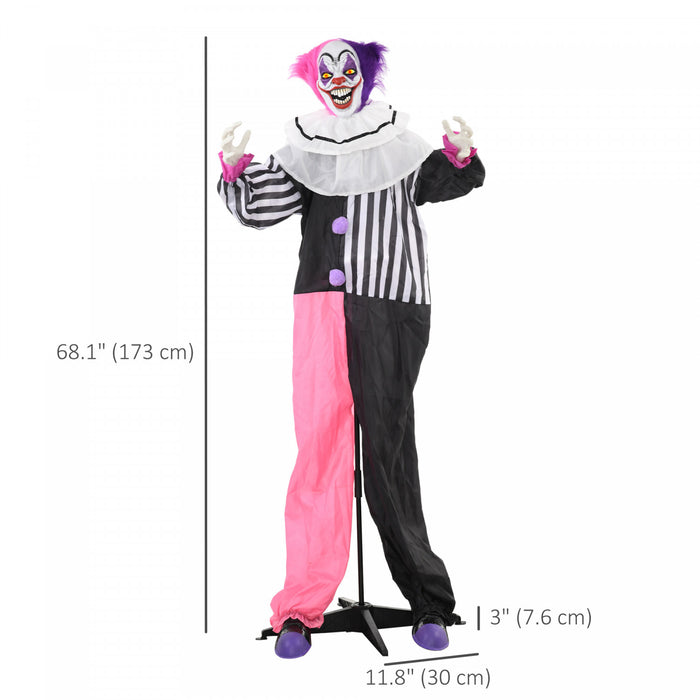 Outsunny decoration d'Halloween taille reelle 173 cm, clown anime avec mouvements
