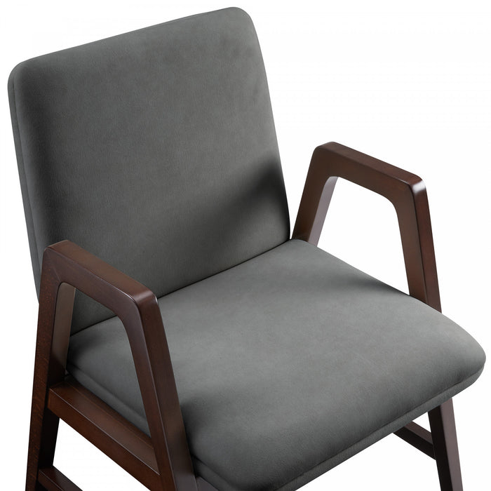 Fauteuil moderne Stella en velours avec accoudoirs en bois, graphite - Lot de 2