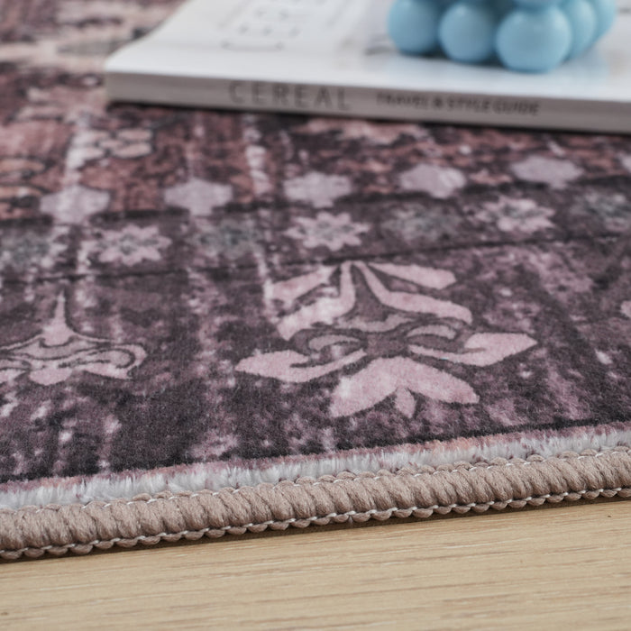 Aqua Flammes Brunes Tapis Lavable Et Antiderapant A Poils Ras 5'x7'