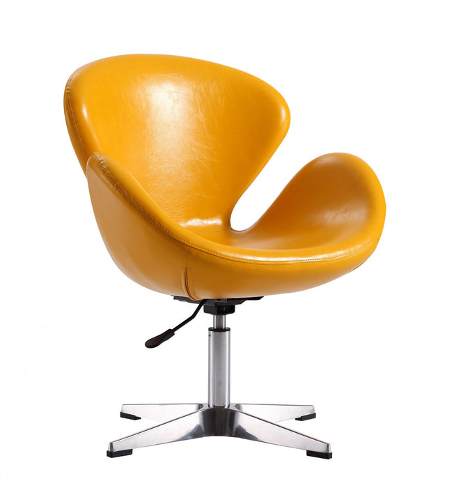Fauteuil lounge pivotant moderne Raspberry en tissu jaune - Lot de 2