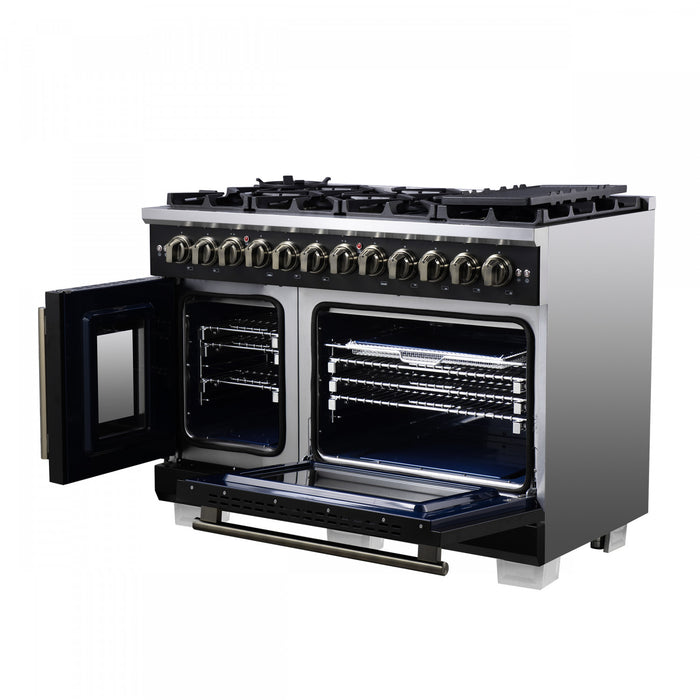 Cuisiniere a double combustible Capriasca 48 po, noire, 6.58 pi³ – FFSGS6387-48BLK