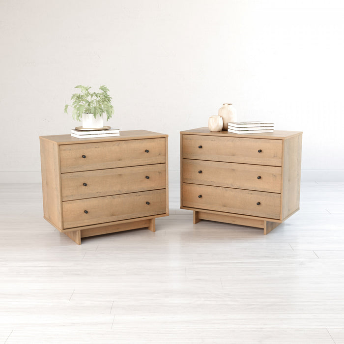Finnley Table De Nuit A 3 Tiroirs – Chene Naturel