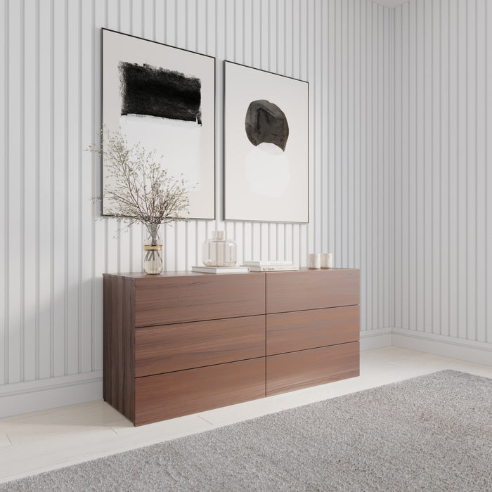 Commode James Nordika Nexera à 6 tiroirs - noyer