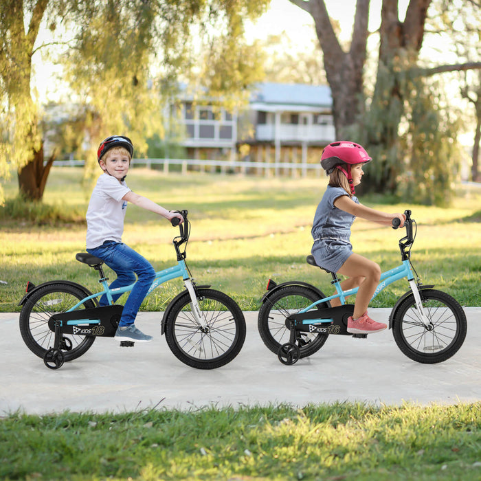 Costway 18\" Velo Pour Enfants Pour Garcons Et Filles De 4 A 8 Ans Avec Reflecteurs De Frein A Main Reglables Bleu