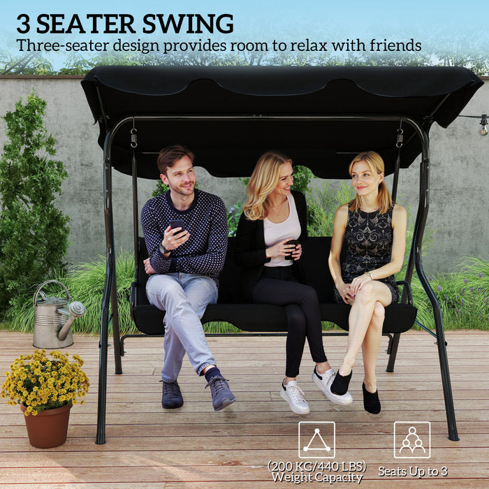 Outsunny Balancelle de Terrasse 3 Places avec Auvent Ajustable