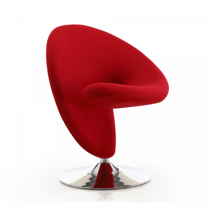 Fauteuil pivotant moderne en laine melangee Curl, rouge - Lot de 2