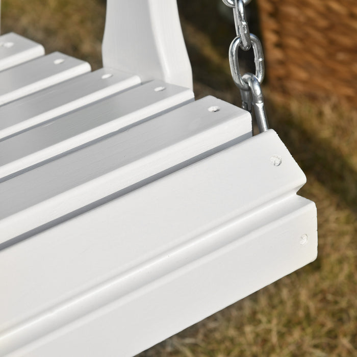 Outsunny 46\" Porch Swing Bench Pour 2 Personnes Avec 2 Porte-gobelets Integres, Design A Lattes, Chaines Incluses, Capacite De Charge De 550lb, Blanc.