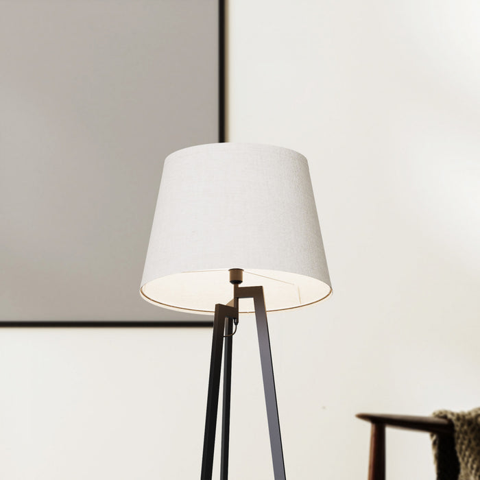 Lampe à pied architecturale noire de 64 po à trépied avec abat-jour texturé