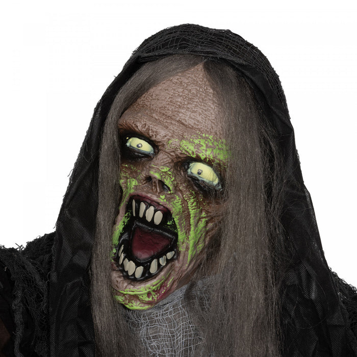 Homcom Accessoire Animatronique Pour Halloween Monstre Vert A Grande Bouche
