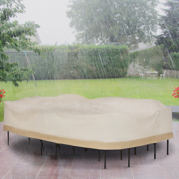 Housse De Table Et De Chaises De Patio Ovale Outsunny, Beige/cafe Pour Ensemble De Sofa