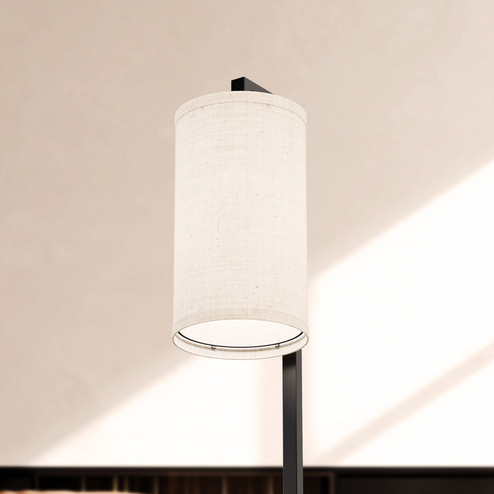 Lampe de table noire de 25 po à armature rectangulaire avec abat-jour cylindrique 