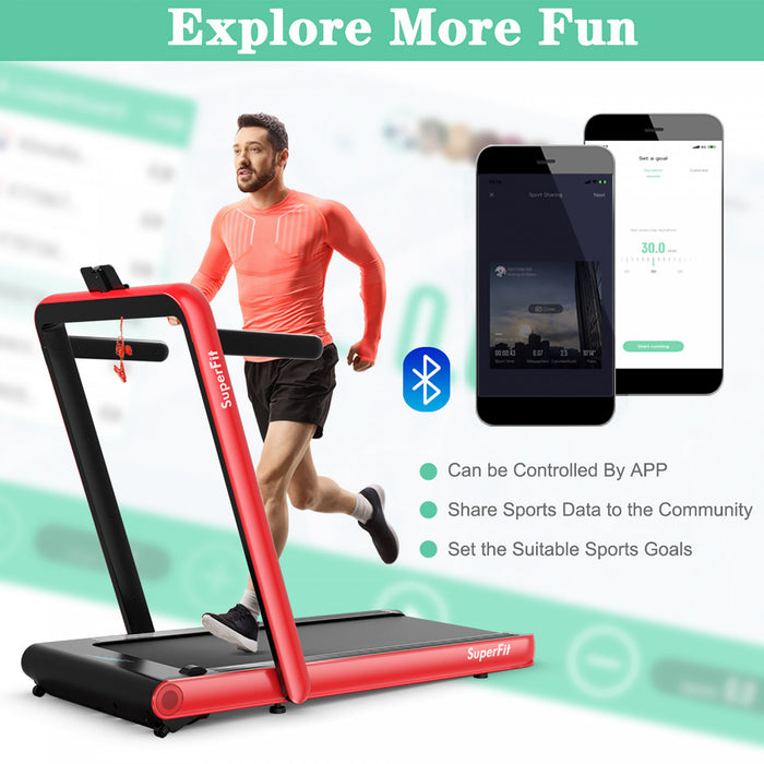 Tapis De Course Pliant 2 En 1 16km/h Superfit – Avec Bluetooth Et Controle Via App