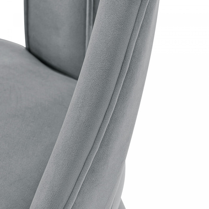 Chaise de salle a manger moderne Neda en velours gris - Lot de 2