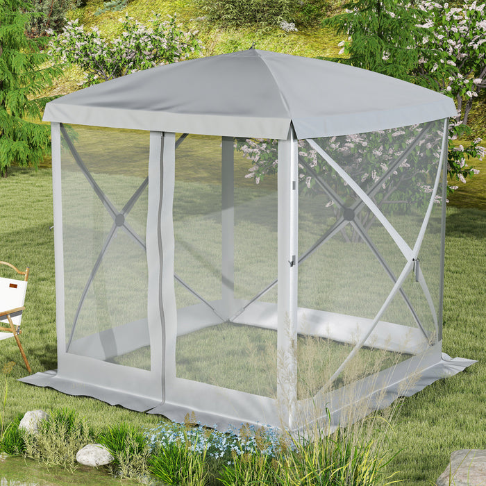 Outsunny Tente De Camping A Ecran Escamotable Installation Instantanee Gris