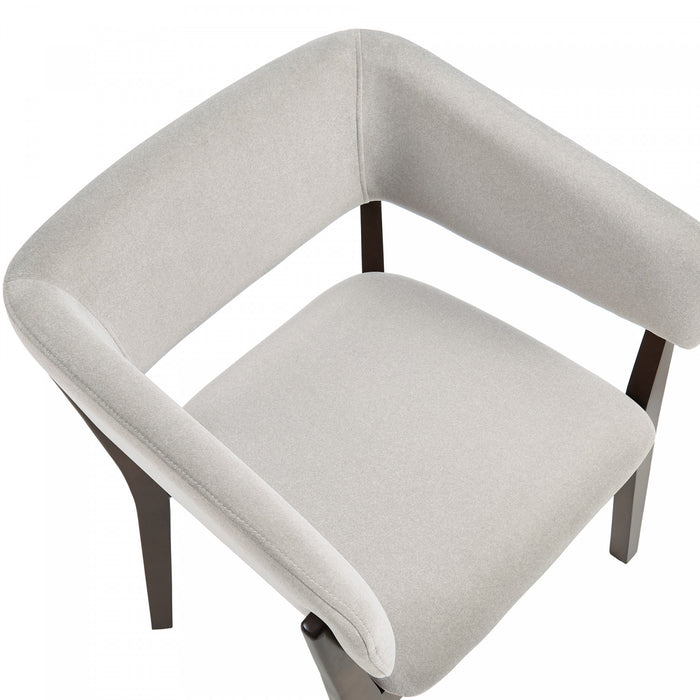 Fauteuil Blake moderne en faux mohair avec accoudoirs en bois, coloris grege - Lot de 4