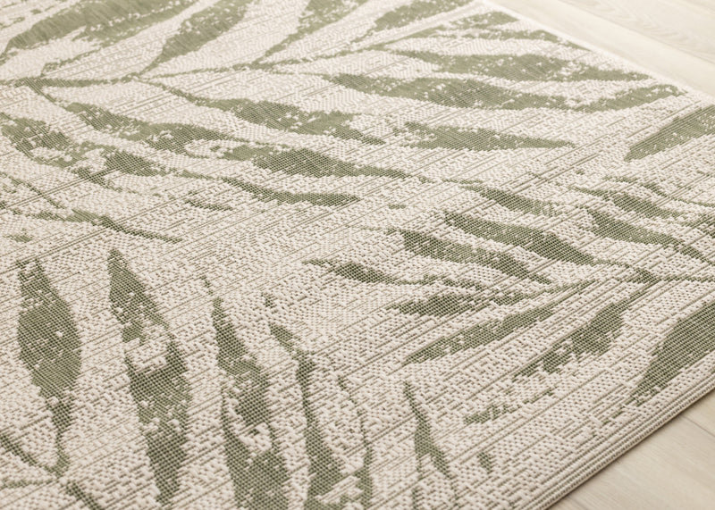 Tapis d'exterieur Jackson Taupe Blanc a bordure elegante, 5'3\" x 7'7\"
