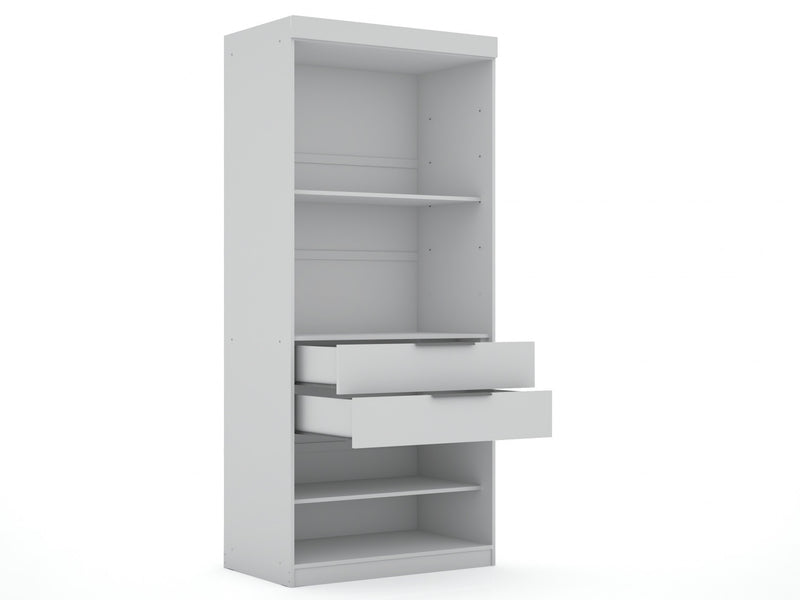Armoire contemporaine moderne Mulberry 36\" en blanc - Ensemble de 2