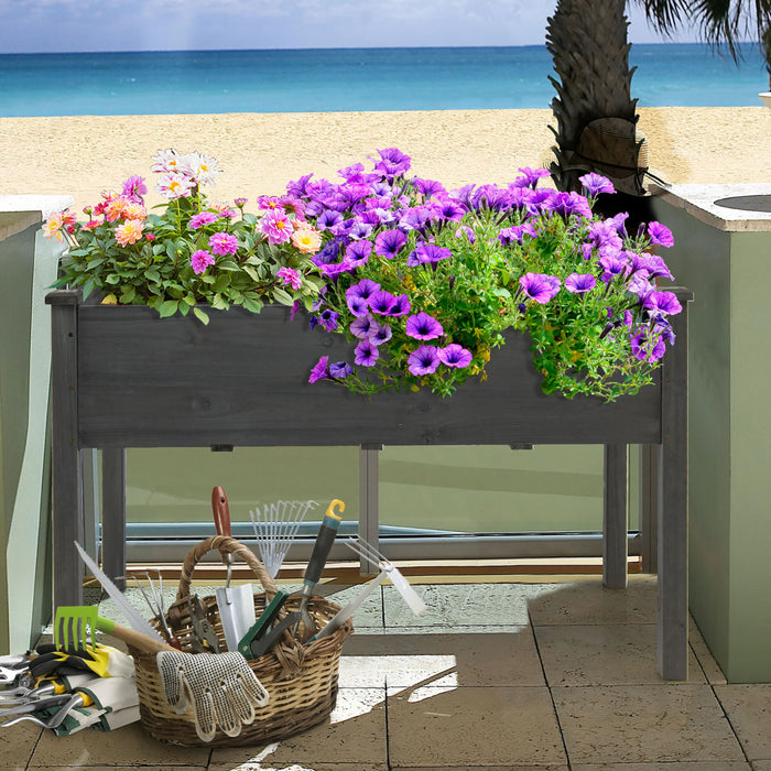 Costway En Bois Souleve Lit De Jardin De Legumes Eleve Cultiver Planteur De Legumes Gris