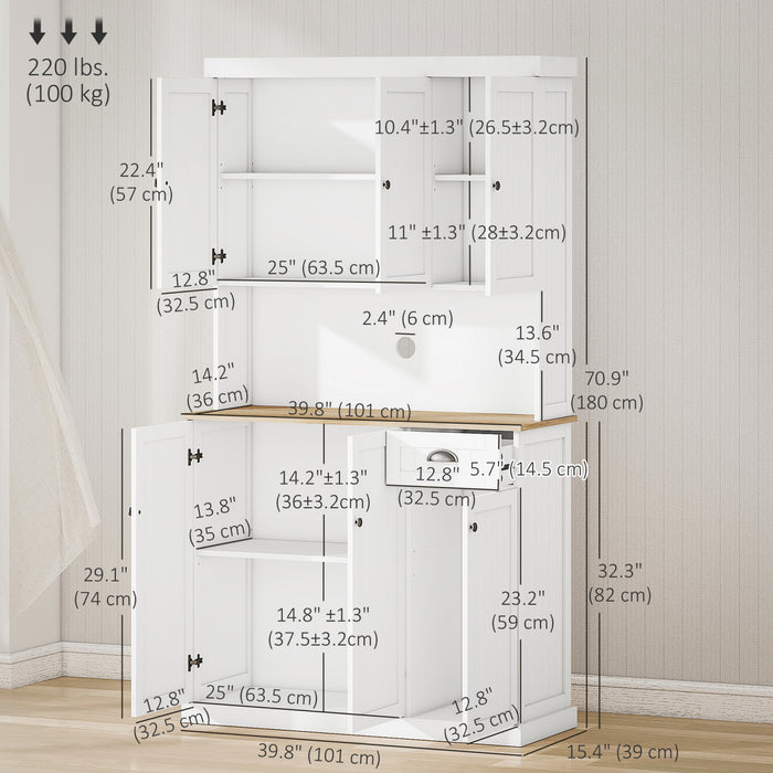 HOMCOM 71\" Buffet avec huche, armoire de rangement de cuisine avec tiroir