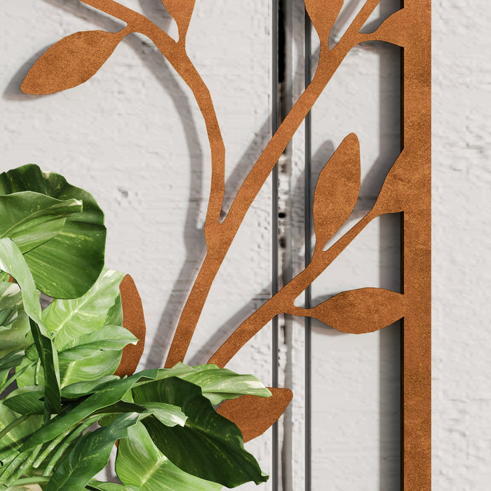 Outsunny Lit de jardin sureleve avec ecran de confidentialite mural, marron