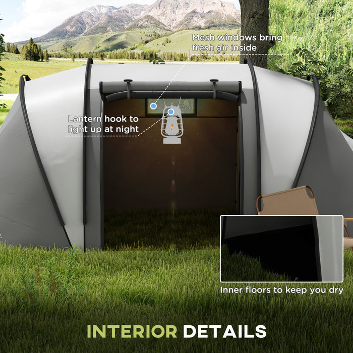 Outsunny Tente de Camping avec 2 Chambres et Espace de Vie, Impermeable 3000mm