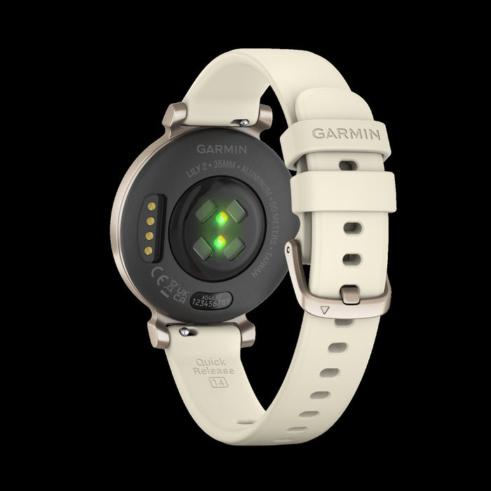 Garmin Lily™ 2 Montre Connectee - Suivi De La Sante Avec Lentille A Motif Elegant, Ecran Tactile - Creme Or