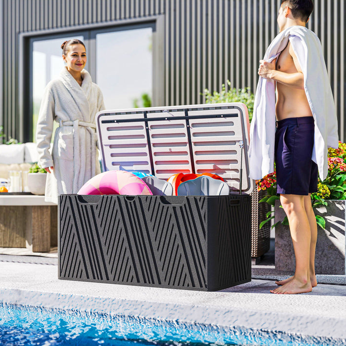 Outsunny Boite De Rangement Exterieure De 100 Gal, Etanche Et Verrouillable