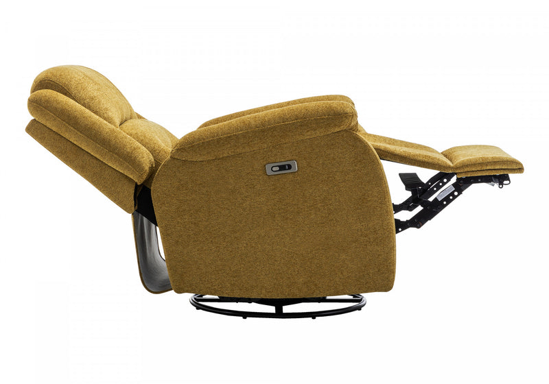 Grand Fauteuil Rembourre Inclinable, Port Usb Inclus, Tissu Dore, Transitionnel