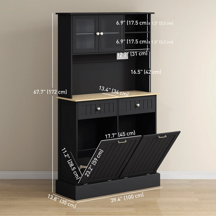 HOMCOM Meuble de rangement avec station de charge, Noir
