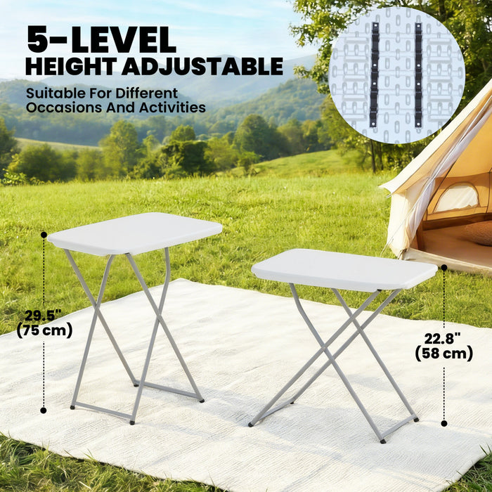 Outsunny Table de Camping Pliante Reglable 75 x 50 cm, Blanc