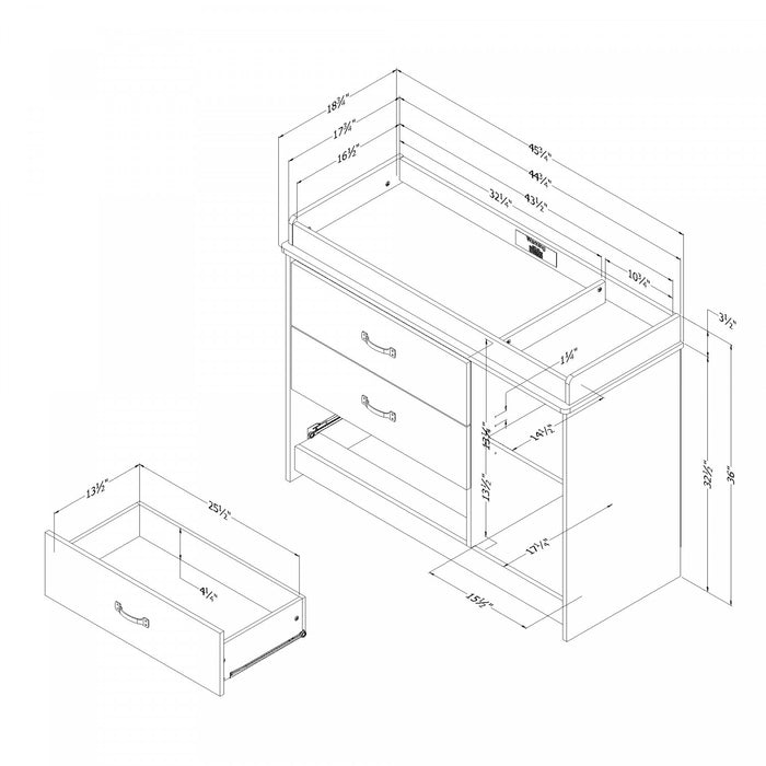 Tassio Table A Langer 3 Tiroirs - Chene Vieilli