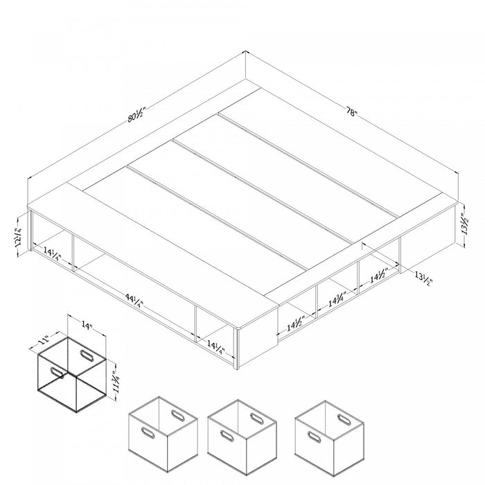 Flexible Lit Plateforme Avec Paniers - Blanc Solide