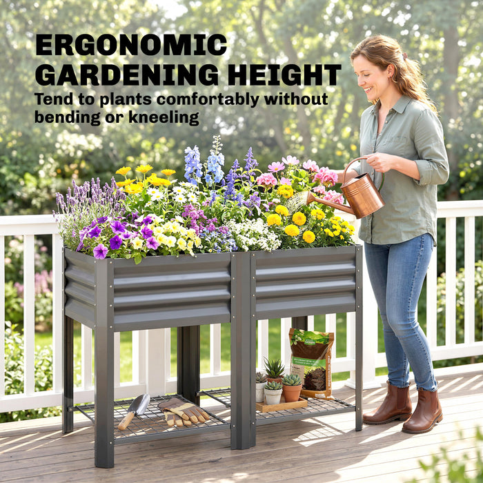 Jardiniere Surelevee en Bois Outsunny avec Pieds et 6 Trous de Drainage