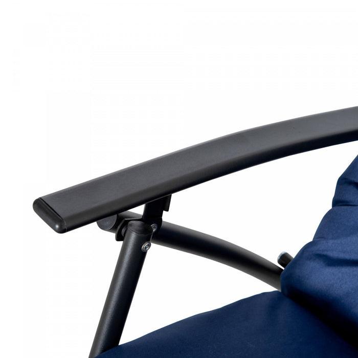 Chaise Longue Pliable, Fauteuil Rembourre Avec Accoudoirs, Bleu