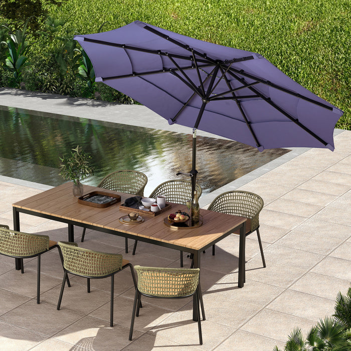 Outsunny Parasol De Terrasse A 4 Niveaux Avec Manivelle, 10,7 Pi, Violet